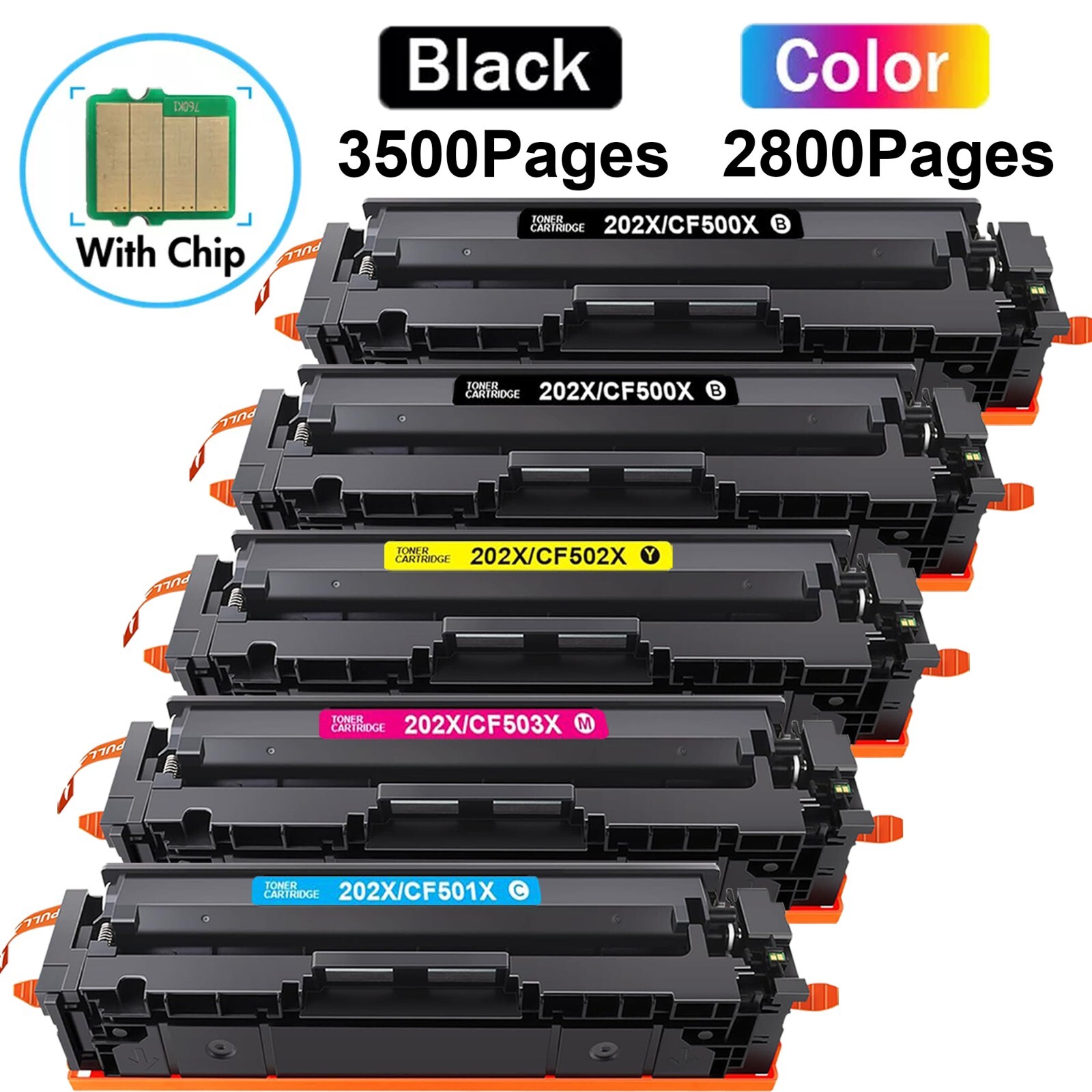 5 Pack CF500X Toner For HP 202X Color LaserJet Pro M254dw M254dn M254nw