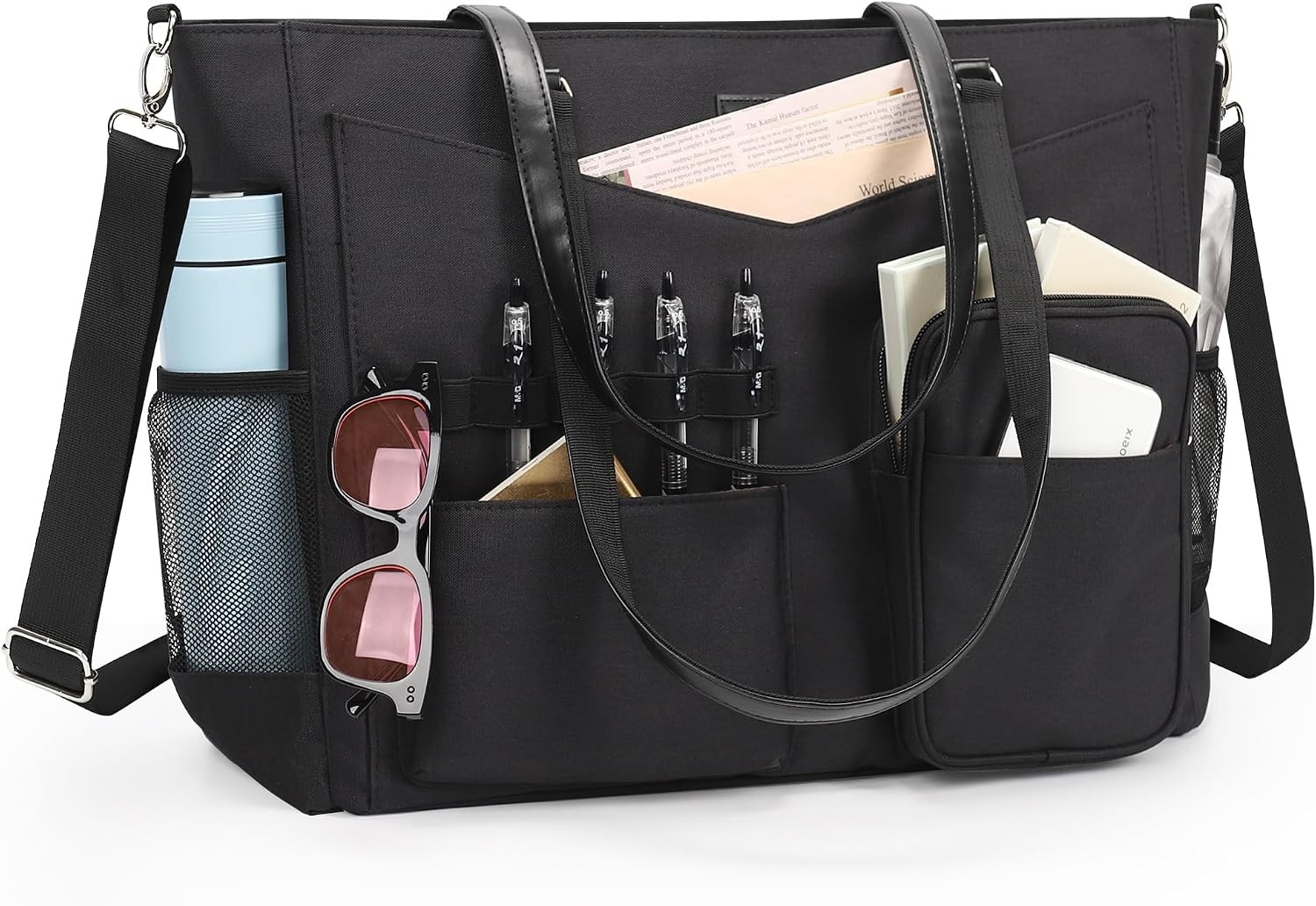 Laptop Bag for Women 17 Inch, Teacher Tote Bag with Compartments and Pockets