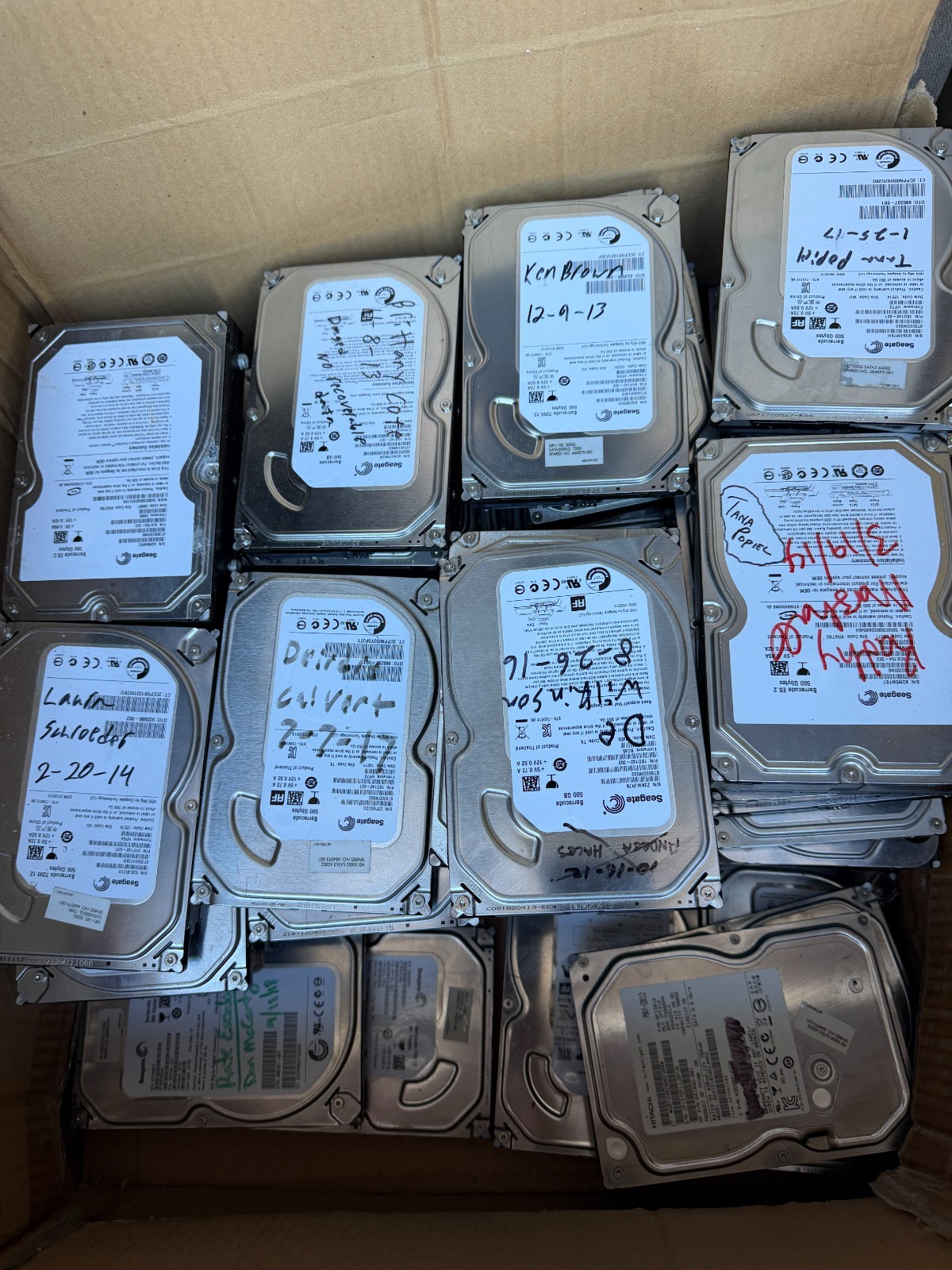 Lot 10 Mix Major Brands 500GB 3.5" HDD Internal Hard Drive - Tested Working