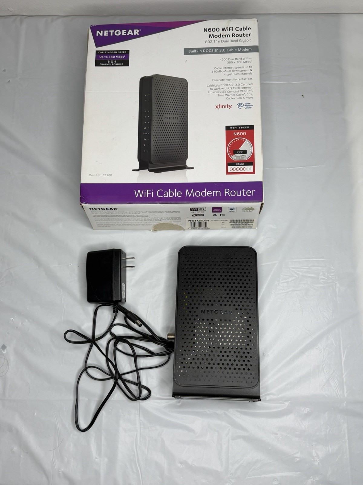 Netgear C3700 WiFi Cable Modem Router Open Box Tested Working Fast Shipping