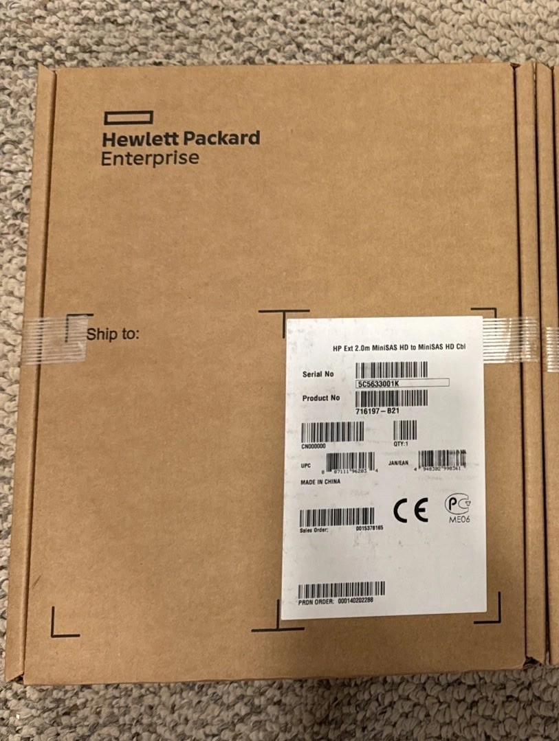 6.56’ HP 716197-B21 EXT Mini SAS HD to Mini SAS HD Server External Storage Cable