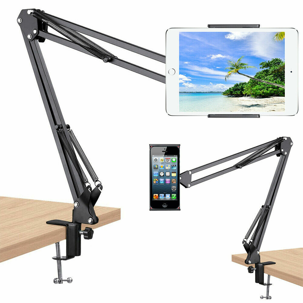 Steel Phone Tablet Stand Holder for Bed Desk 360° Rotating Flexible Arm 4-10.6"