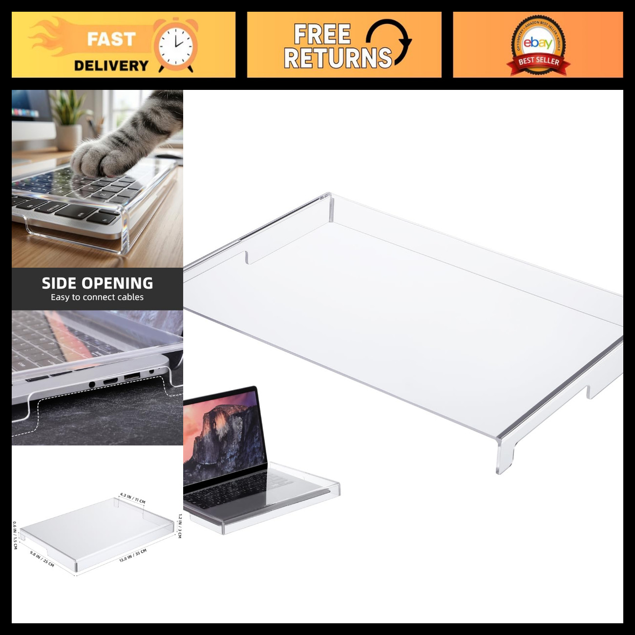 Acrylic Keyboard Protector - Anti-Cat Transparent Cover for Laptop & Desktop, Ea