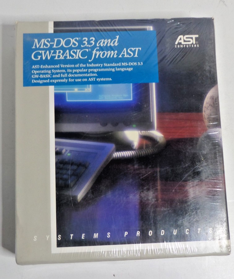 MS-DOS 3.3 and GW-BASIC from AST 5.25" disks factory sealed vintage