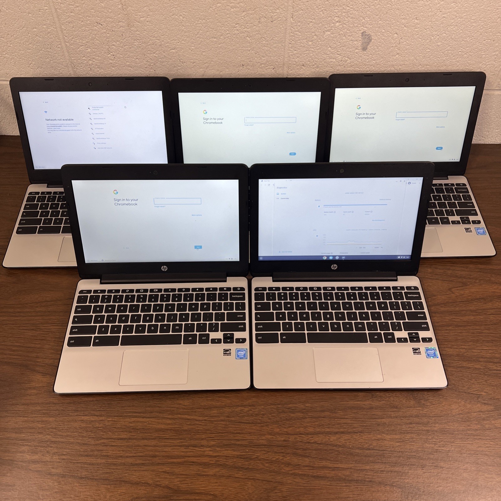 Lot Of 5 HP Chromebook 11 G5 | Celeron N3060 1.6GHz CPU | 4G Ram | 16G eMMC