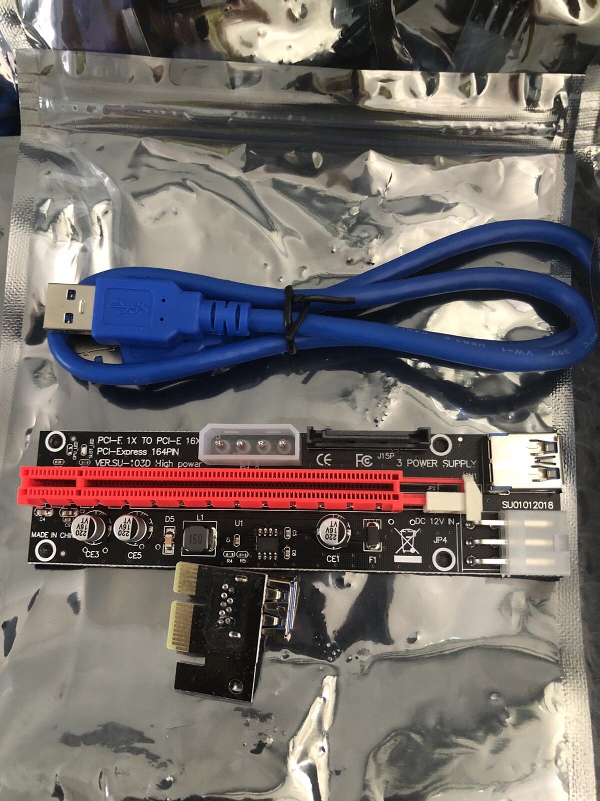 Judy-10043-Latest PCI-E GPU Riser Wered Riser Adapter Card -6 Pack