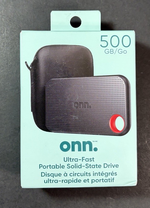 onn Ultra-Fast Portable SSD 500 GB W/ Case NEW
