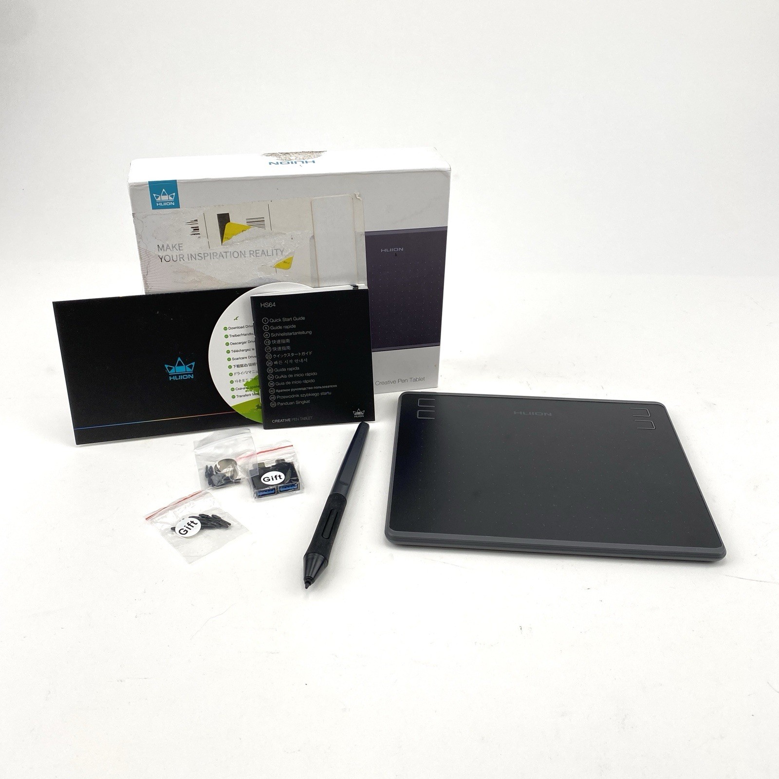 Huion HS64 Creative Graphics Drawing Tablet 6.3" x 4" w/8192 Pen Pressure