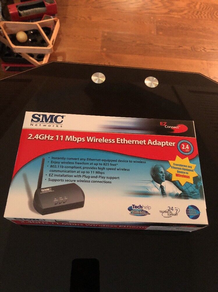 New Boxed SMC Networks Compact USB 2.4 GHZ 11Mbps Wireless Ethernet Adapter 