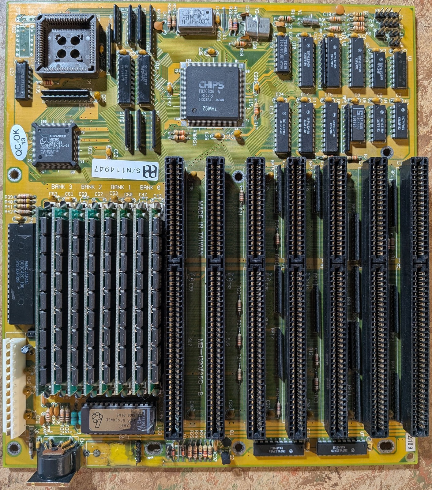 Biostar 386SX/25 Motherboard w/8 MB RAM (MB-1320/25C) Vintage Rare Ready to Game