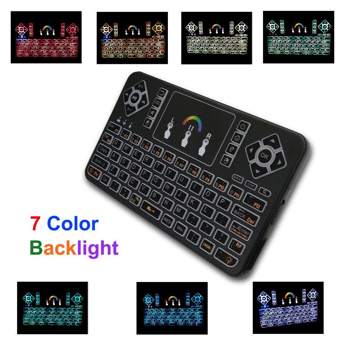 7-Color RPG Backlight Keypad USB Mini Wireless Touchpad Mouse Keyboard Remote