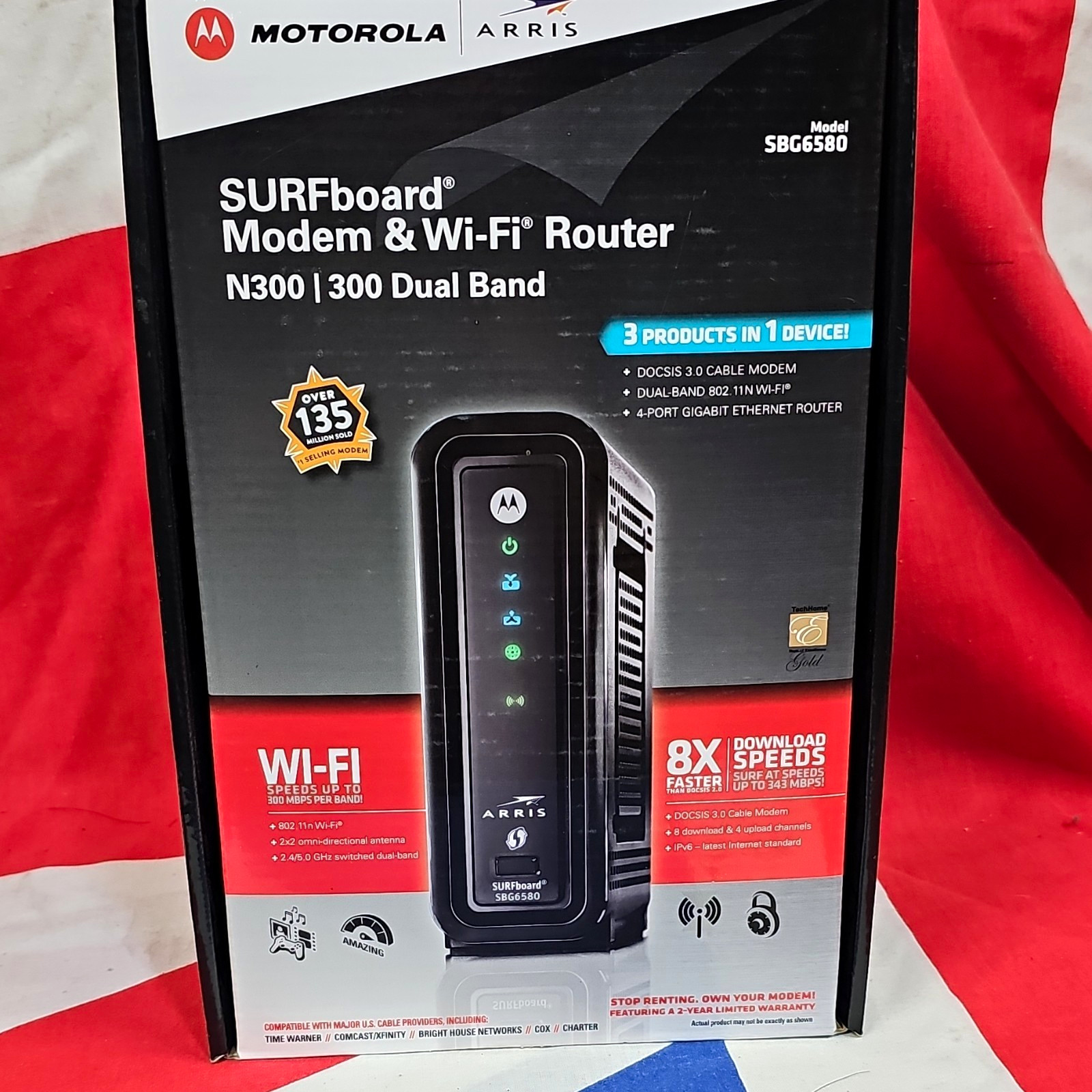 ARRIS SURFboard SBG6580 DOCSIS 3.0 Dual-Band N300 Cable Modem Router 4-Port