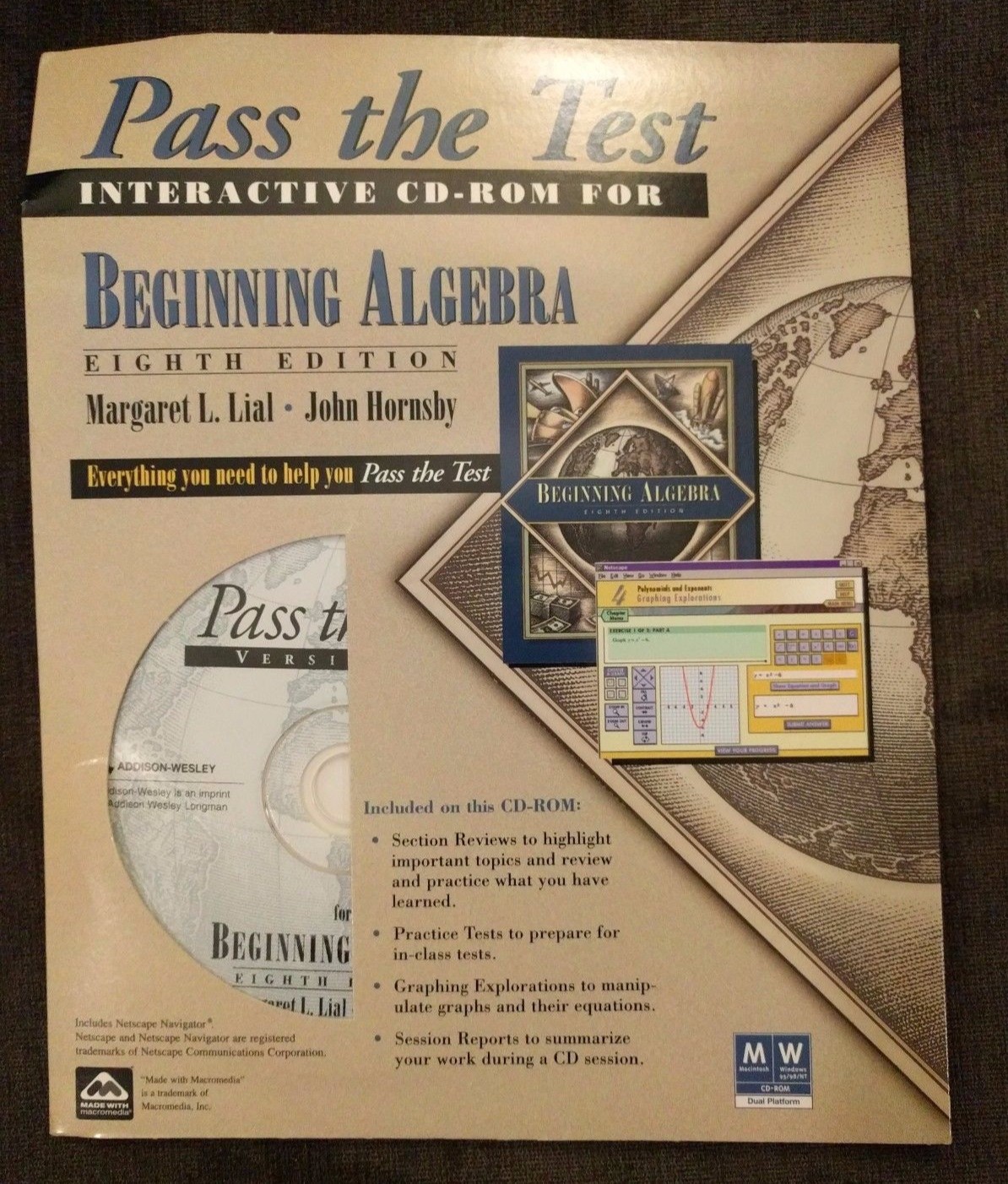 PASS THE TEST: Interactive CD-Rom For Beginning Algebra (Eighth Edition) - NEW 