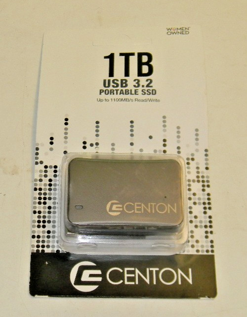 Centon Portable 1 TB USB 3.2 Gen 2 SSD up to 1100 MB Read/Write C1-S3M2-1000.1