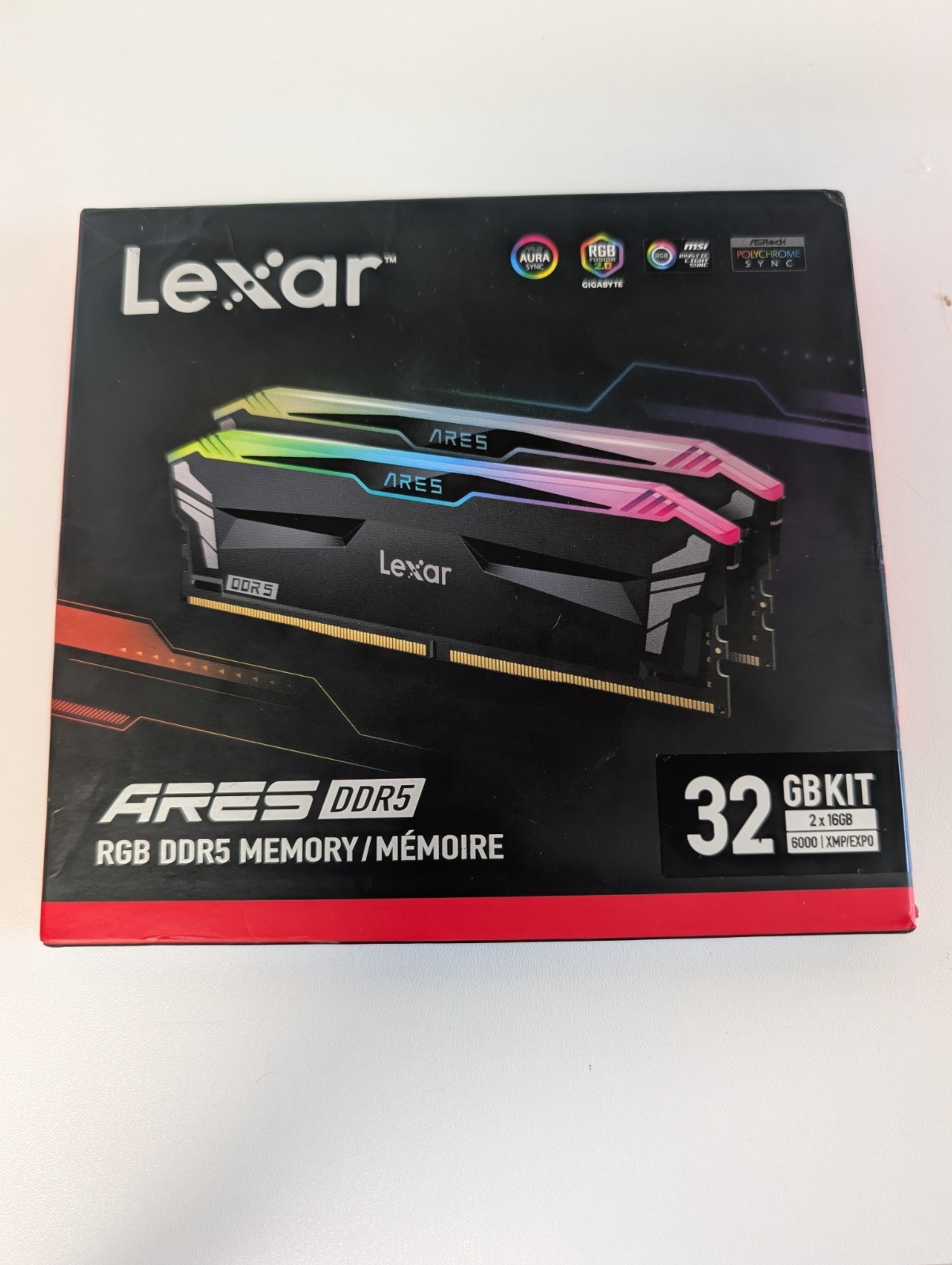 Lexar ARES RGB 32GB 2x16GB DDR5 6000 CL30 XMP EXPO Desktop RAM