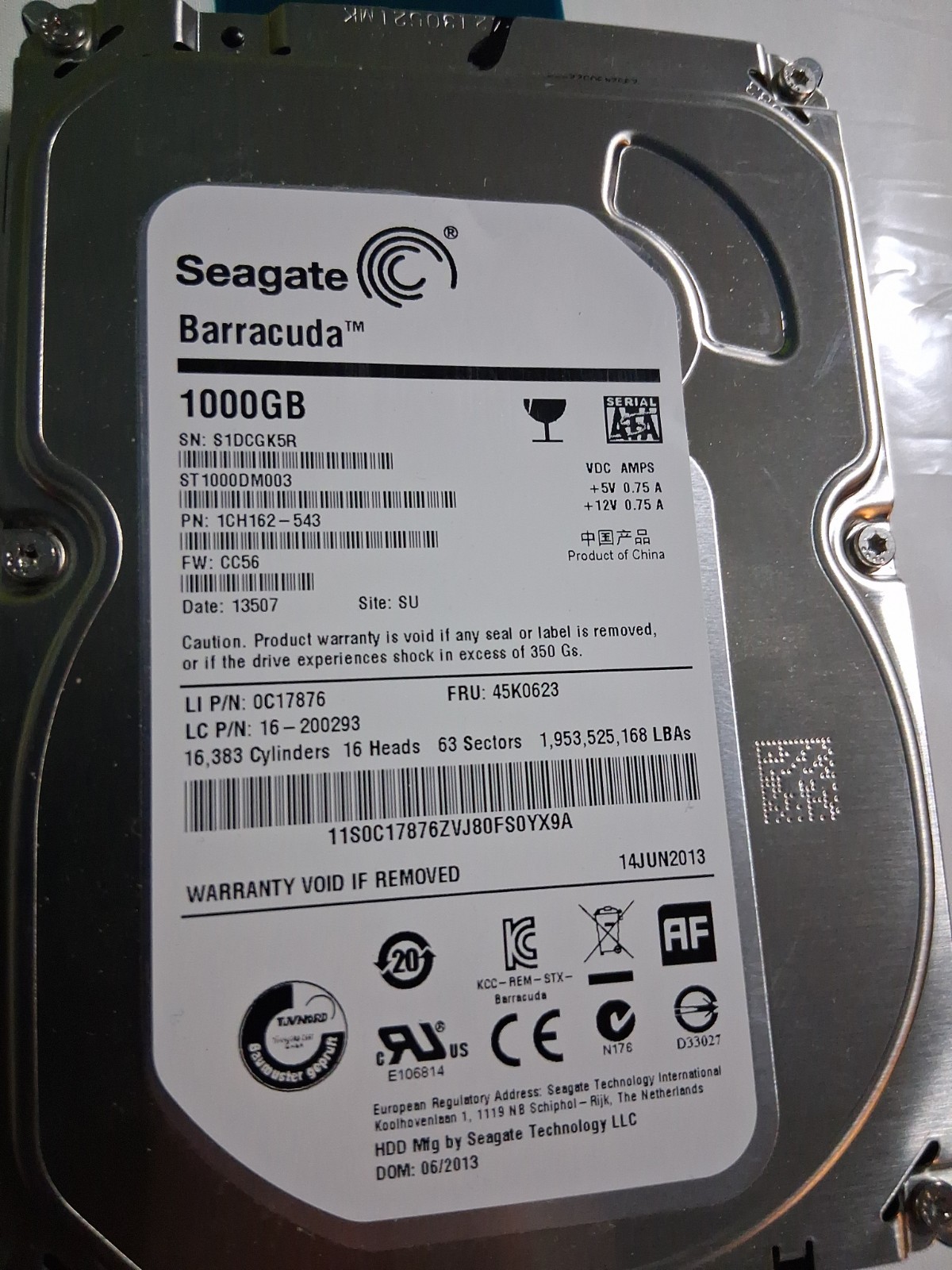 Seagate Desktop HDD 1TB ST1000DM003 3.5in SATA 7200RPM HDD