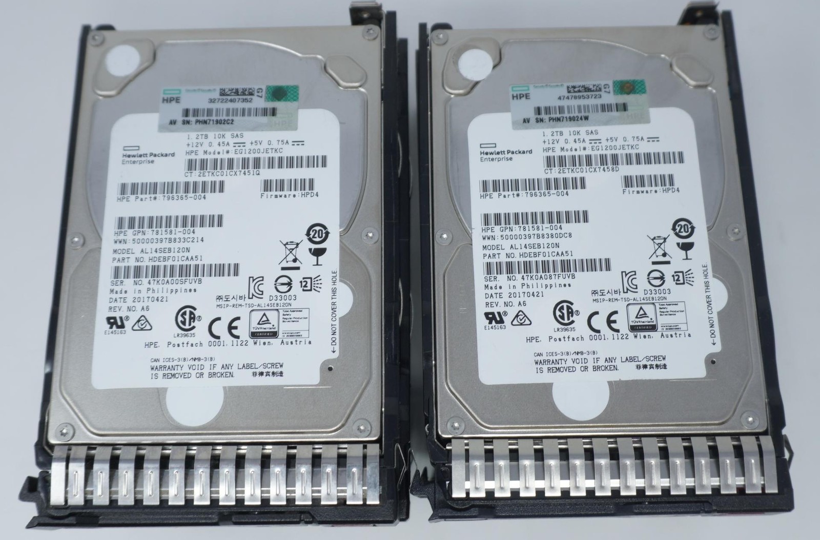 Lot of 8 - HPE 781578-001 781518-B21 1.2TB 10KRPM 12Gb 2.5" SAS Hard Drive RF