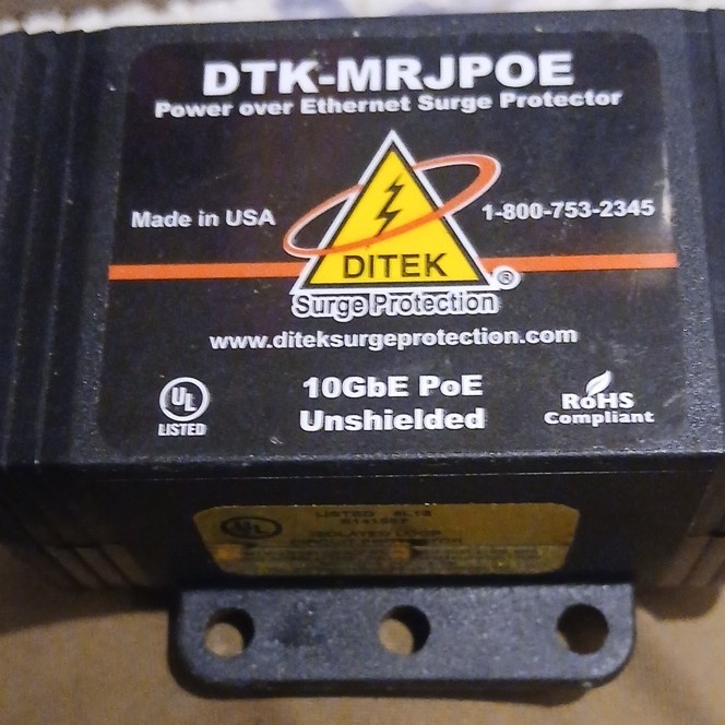 DITEK DTK-MRJPOE Power over Ethernet (PoE) Surge Protector 10GbE