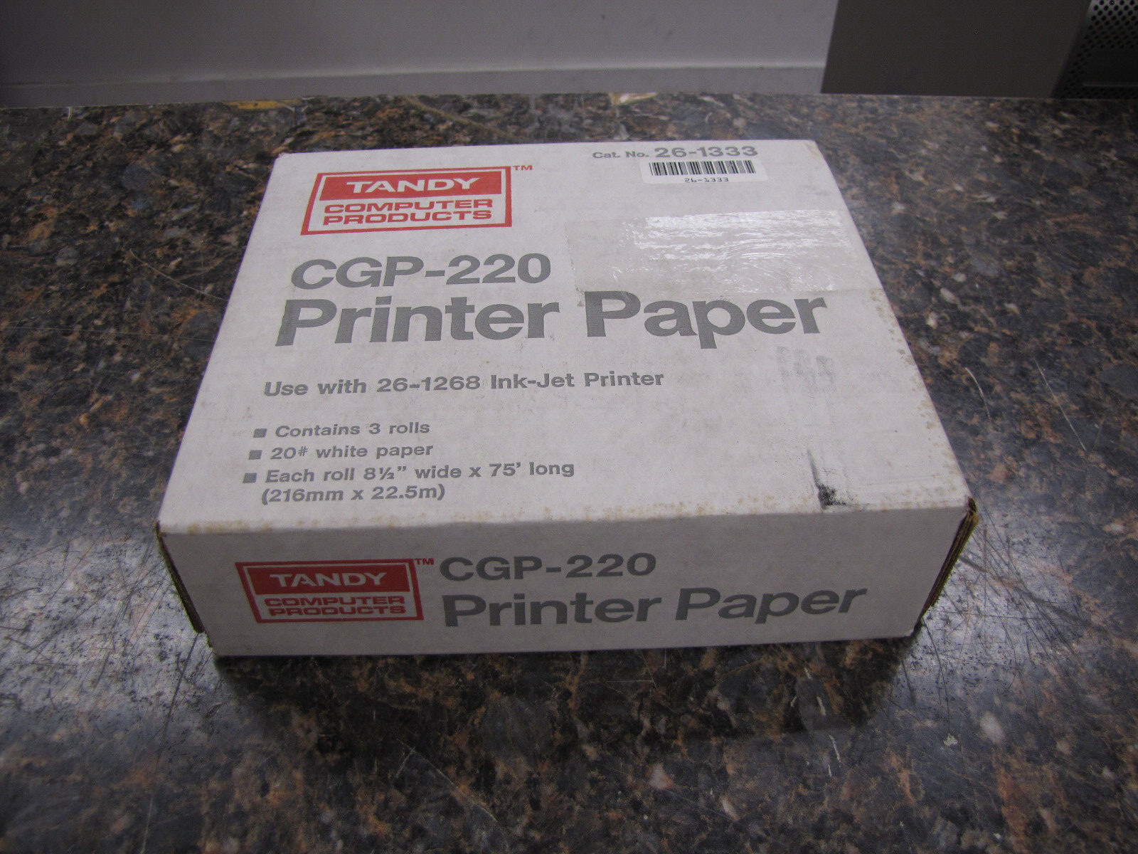 NOS Tandy 26-1333 CGP-220 3-rolls Printer paper for 26-1268 Inkjet Printer - Qty