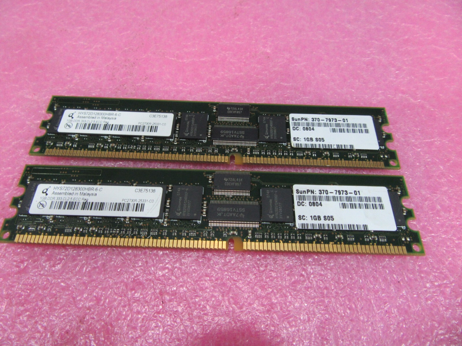 Sun X7704A-4 370-7973 2GB Kit ( 2 * 1GB Dimm ) for Netra240 Qimonda- L4603