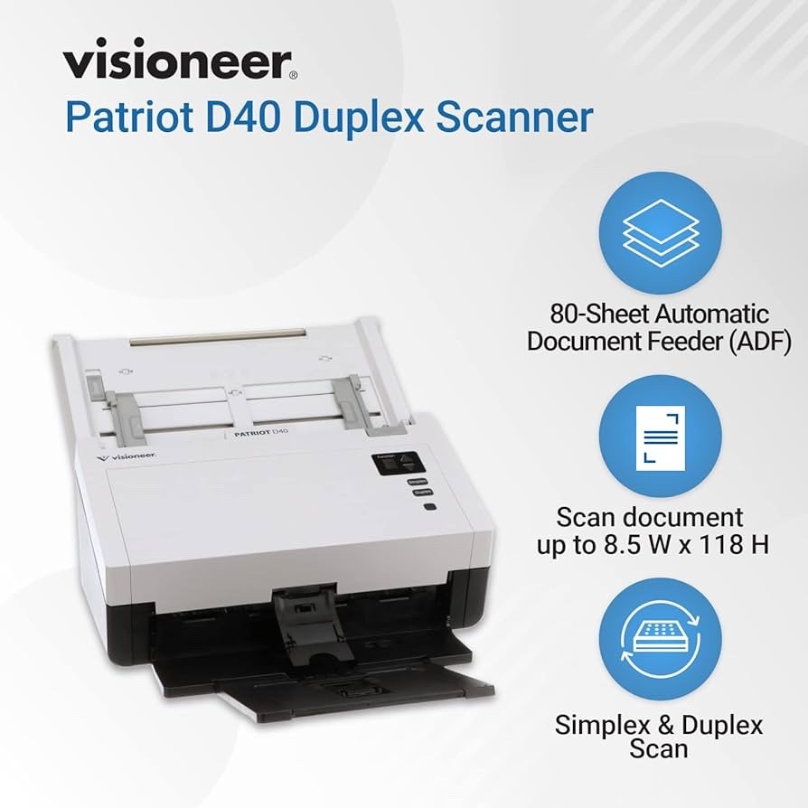 Visioneer Patriot D40 Duplex Scanner VA Gov Surplus Scuff Marks S/N 1B1UA21135
