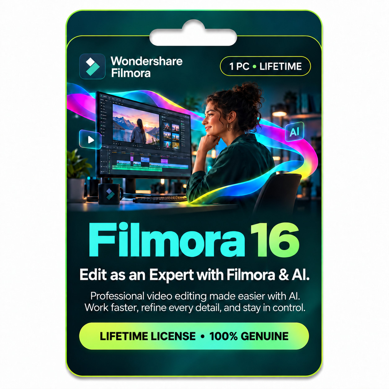 NEW : Wondershare Filmora 16 Video Editor for Windows Lifetime Perpetual DVD
