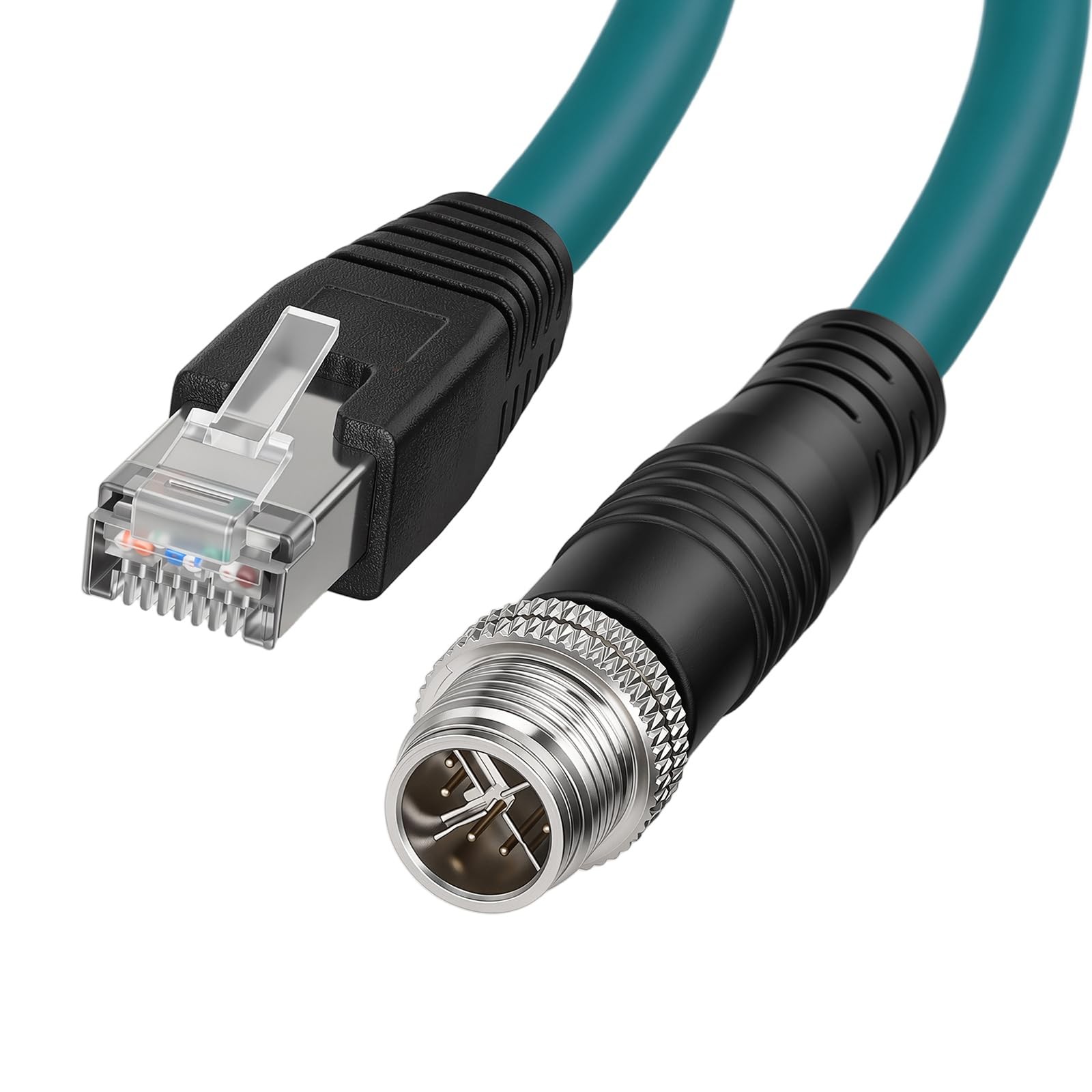 M12 8 Pin XCode Male To RJ45 Cat7e Ethernet Shielded Cable Cognex Camera 1M