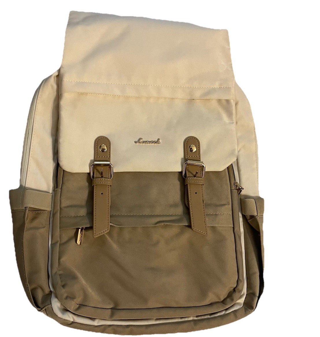 LOVEVOOK Laptop Backpack Purse for Women 15.6 Inch, Beige &amp; Coffee 