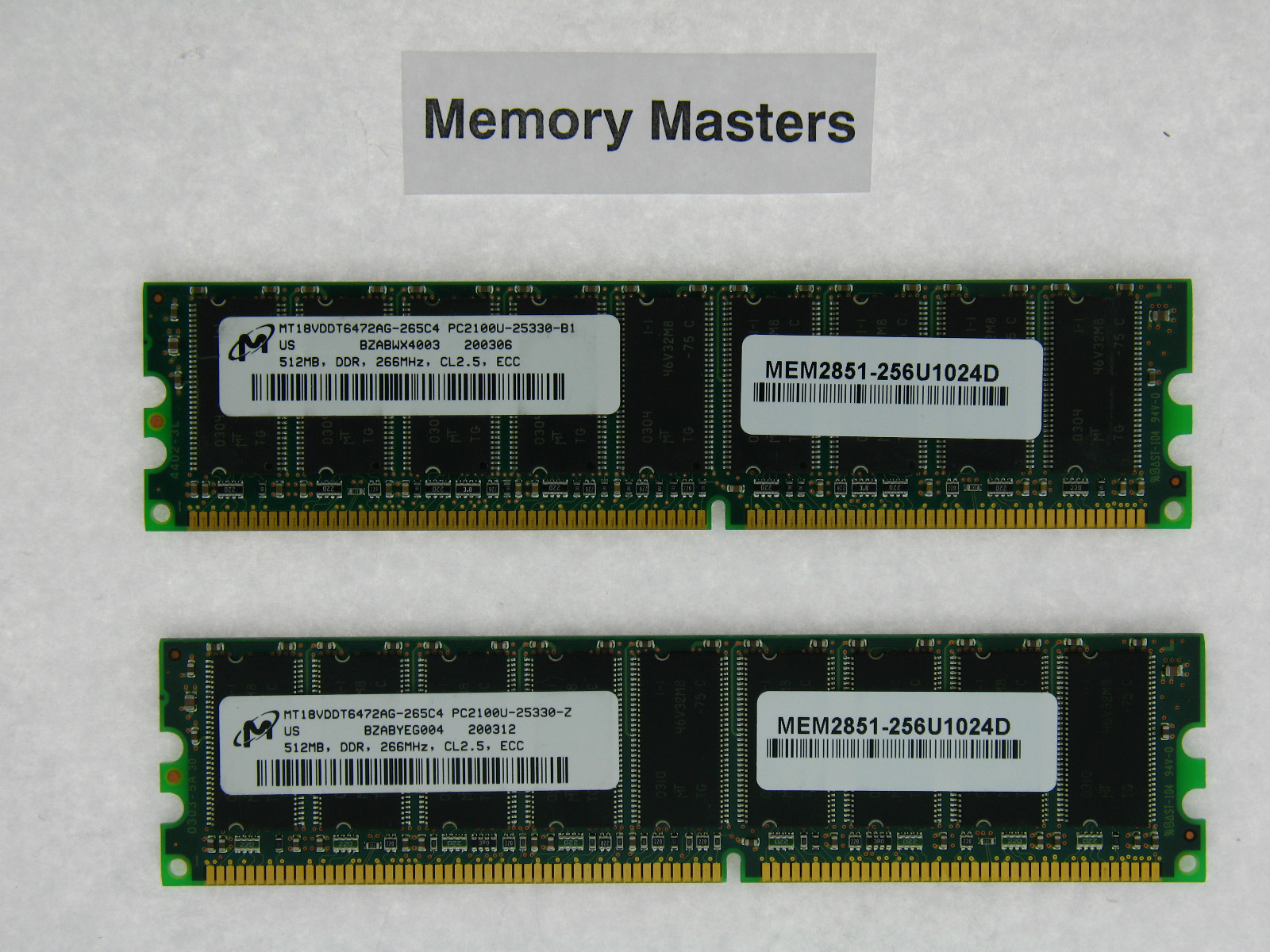 MEM2851-256U1024D 1GB Approved 2X512MB DRAM Memory Cisco 2851
