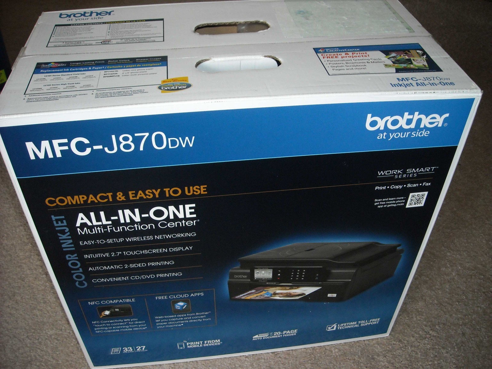 NEW Brother MFC-J870DW All-in-One Inkjet Printer, Work Smart Series, FAST SHIP