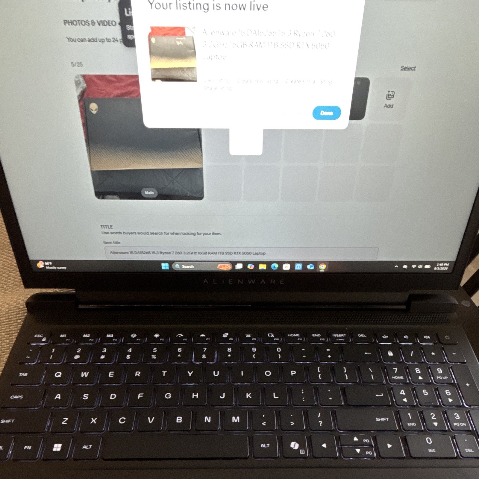 Alienware m15 15.6" Gaming Laptop Ryzen 7 5800H 16GB 512GB RTX 3060