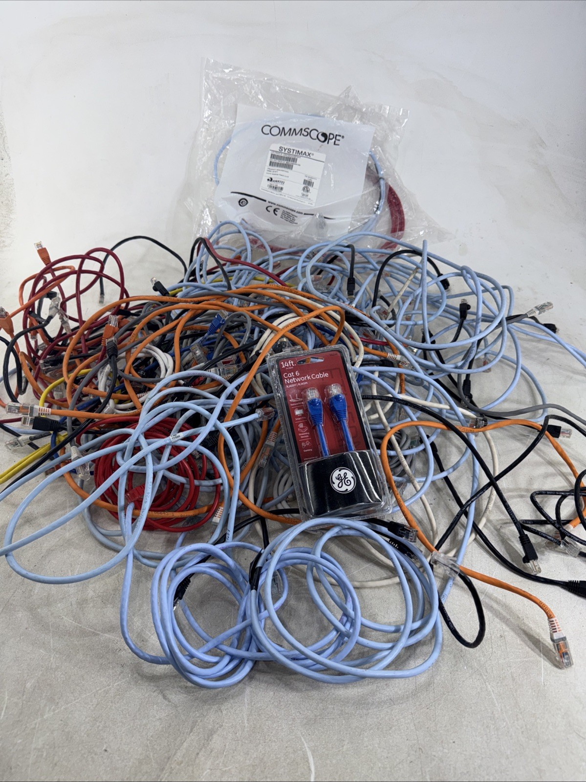 Large Mixed Lot Ethernet Network Patch Cables + Power Cords CAT5 RJ45