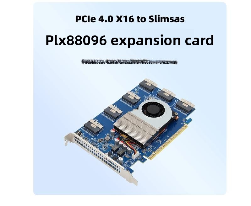 PEX88096 PLX88096 Expansion Card PCIe 4.0 x16 TO 6*SFF-8654 SlimSAS 12*NVMe U.2