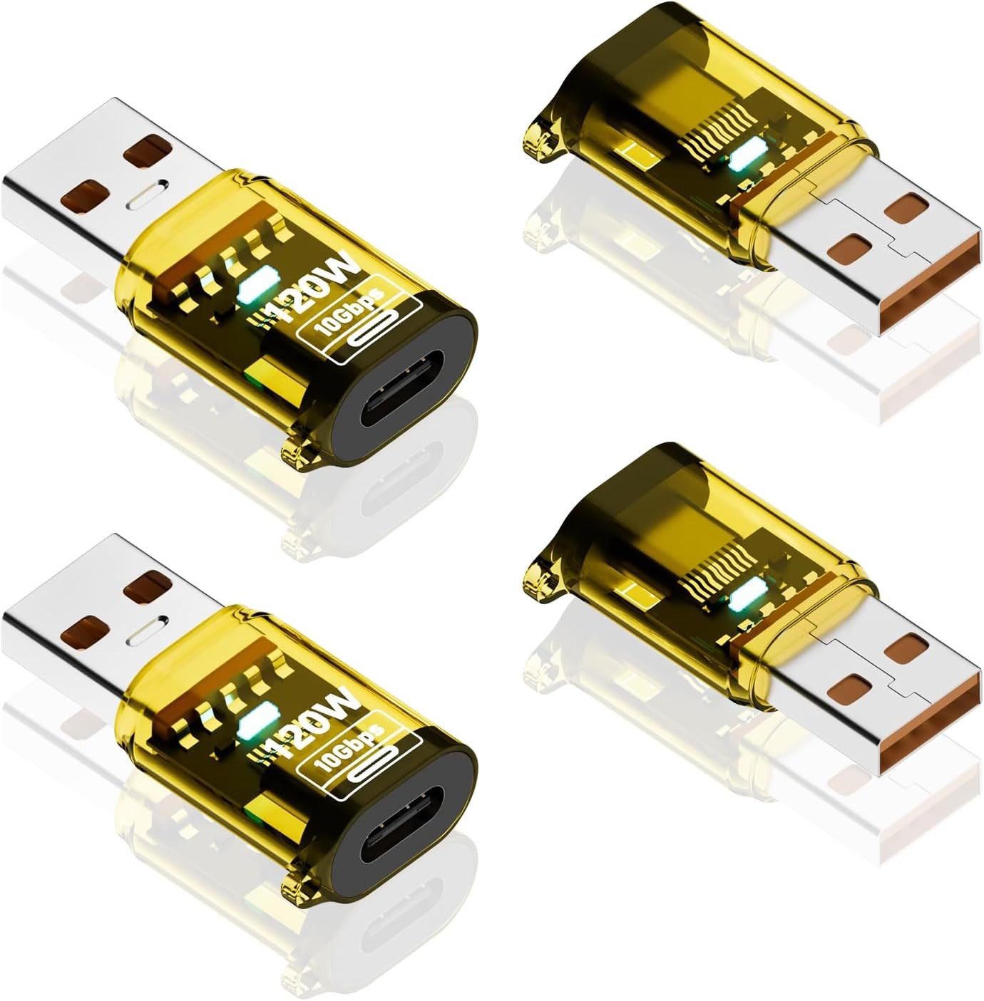 4Pack 10Gbps USB C Female to USB Male Adapter 120W USB 3.2 Type C