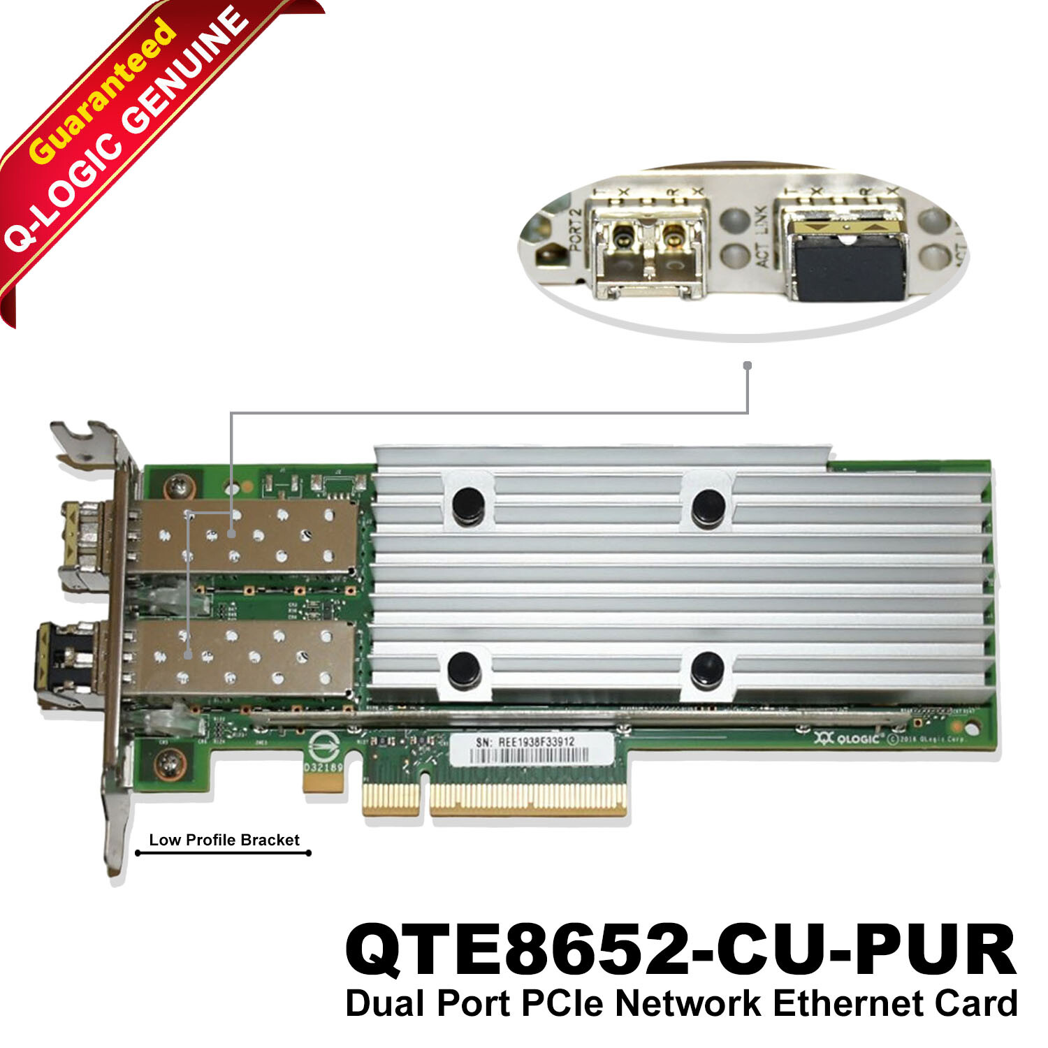 QLogic QTE8652-CU-PUR 10/25GbE SFP+ Dual Port PCIe Network Card - High Speed