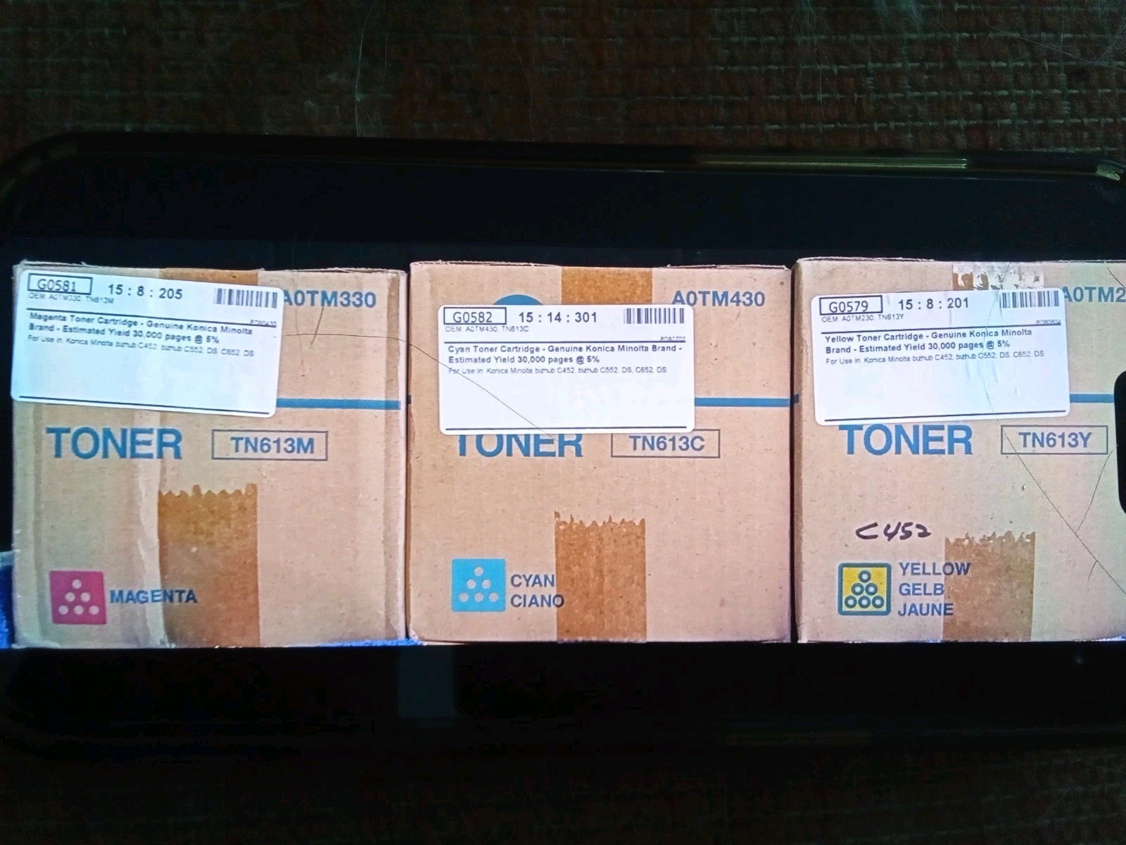 Lot Of 3 Konica Minolta TN613M/C/Y Toners