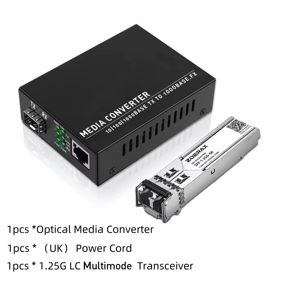 ZoeRax SFP to RJ45 Media Converter 1.25G Gigabit LC Multimode Fiber