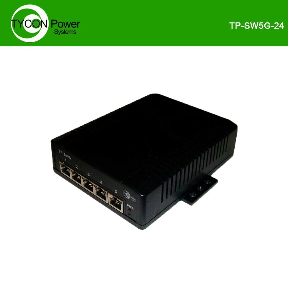 Tycon Power TP-SW5G-24 | 5 Port Unmanaged Industrial GigE 802.3at PoE Swich