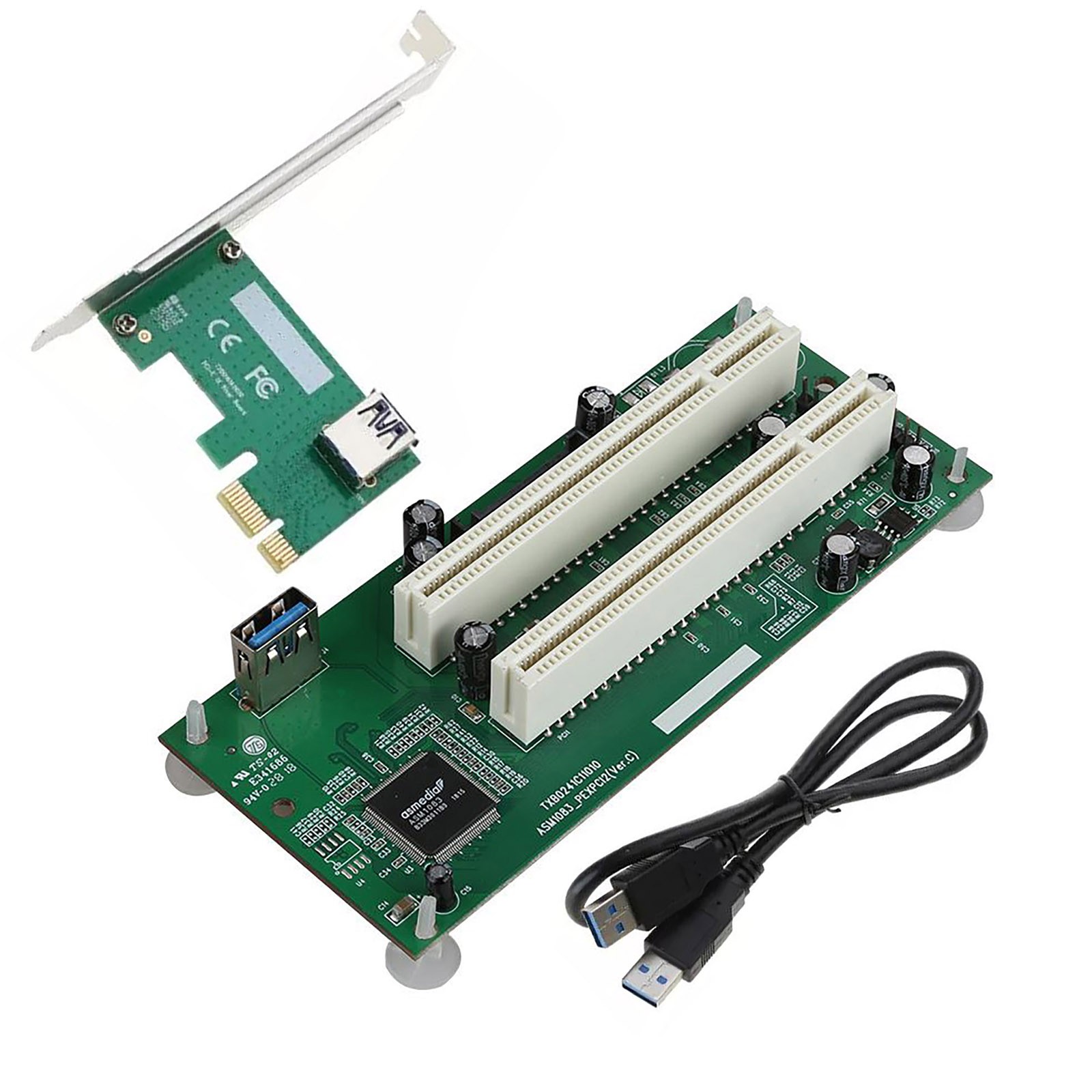 Durable PCI-E to 2xPCI Adapter Cable PCIE x1 to x16 Card PCI-Expansion Converter