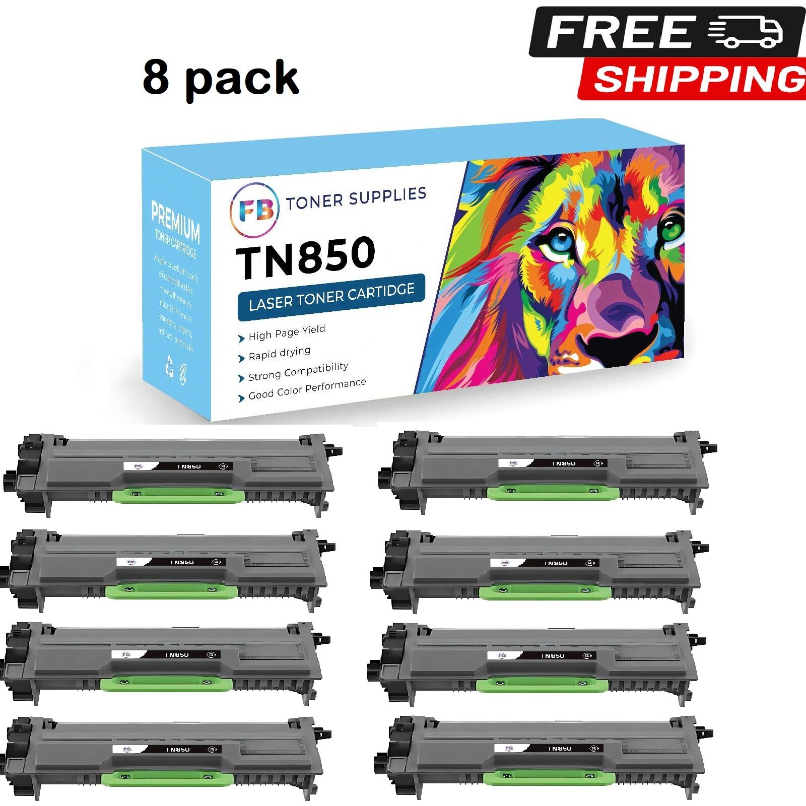 8 PK TN850 TN-850 TN820 Toner Cartridge For Brother TN820 MFC-L5800DW MFC-L5850D