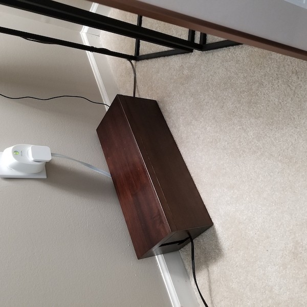 Dark Brown Wood Cable Organizer Box: Minimalist Desk Cord Management Wires Cover