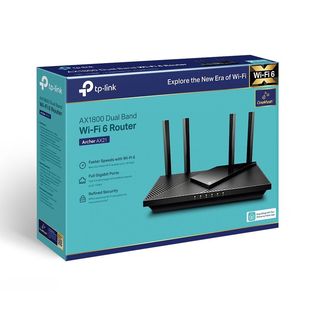 TP-Link Archer AX21 - AX1800  Dual Band Gigabit Router - Wi-Fi 6