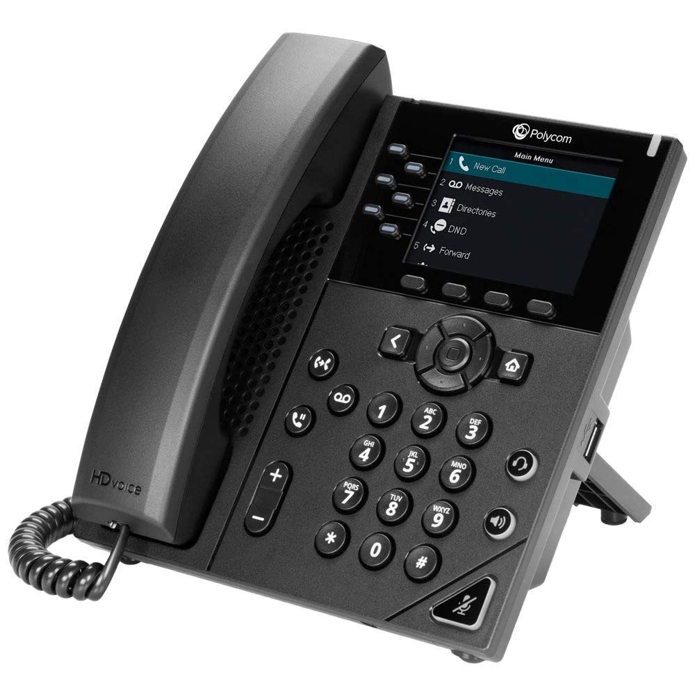 Polycom VVX 350 Business Desktop Phone HD Voice 6 Line IP Phone Black 2200 48...