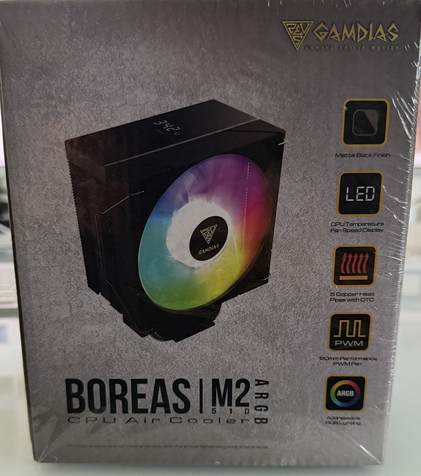 Gamdias Boreas M2-51D ARGB CPU Air Cooler with Digital Display, 5 Copper Heat Pi