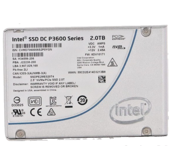Intel DC P3600 Series 2.5-inch NVMe PCIe 2TB SSD SSDPE2ME020T4P