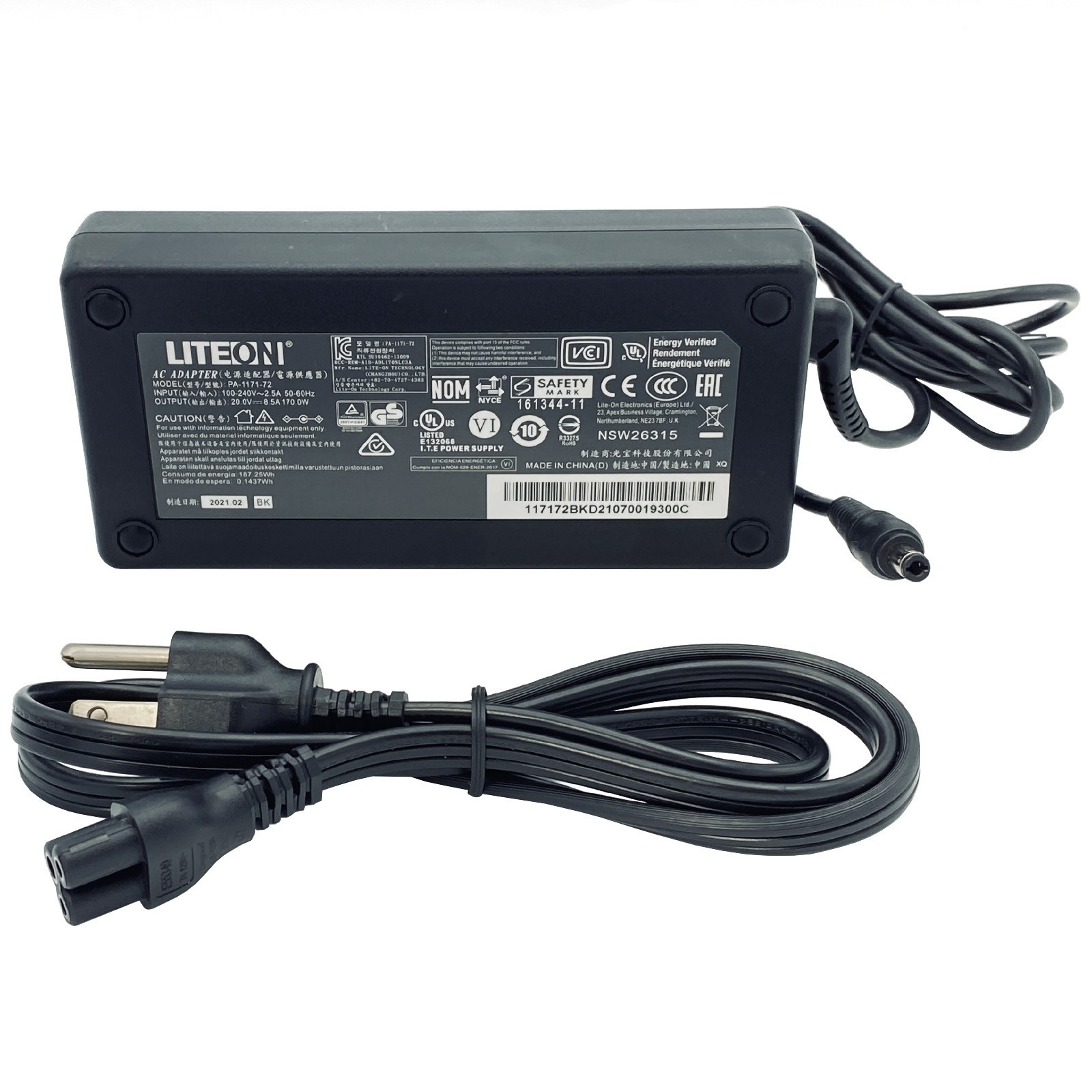 NEW Genuine Lite-On PA-1171-72 AC Adapter 20V 8.5A 170W 5.5x2.5 mm Power Supply