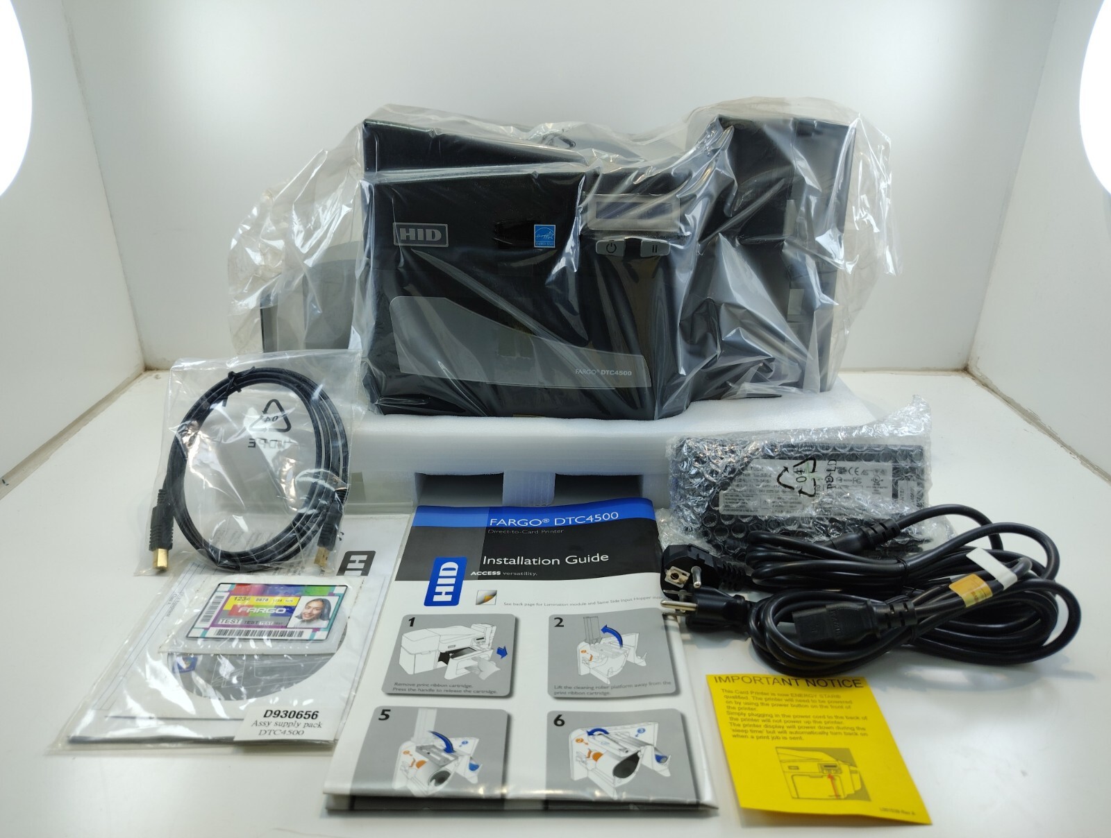 HID FARGO DTC4500 Single Sided Base Model USB and Ethernet ID Card Printer