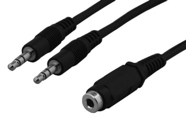 6 Ft AUX 3.5 mm Audio Y-Splitter Cable Female to 2xMale PC iPod iPhone MP3 Auto