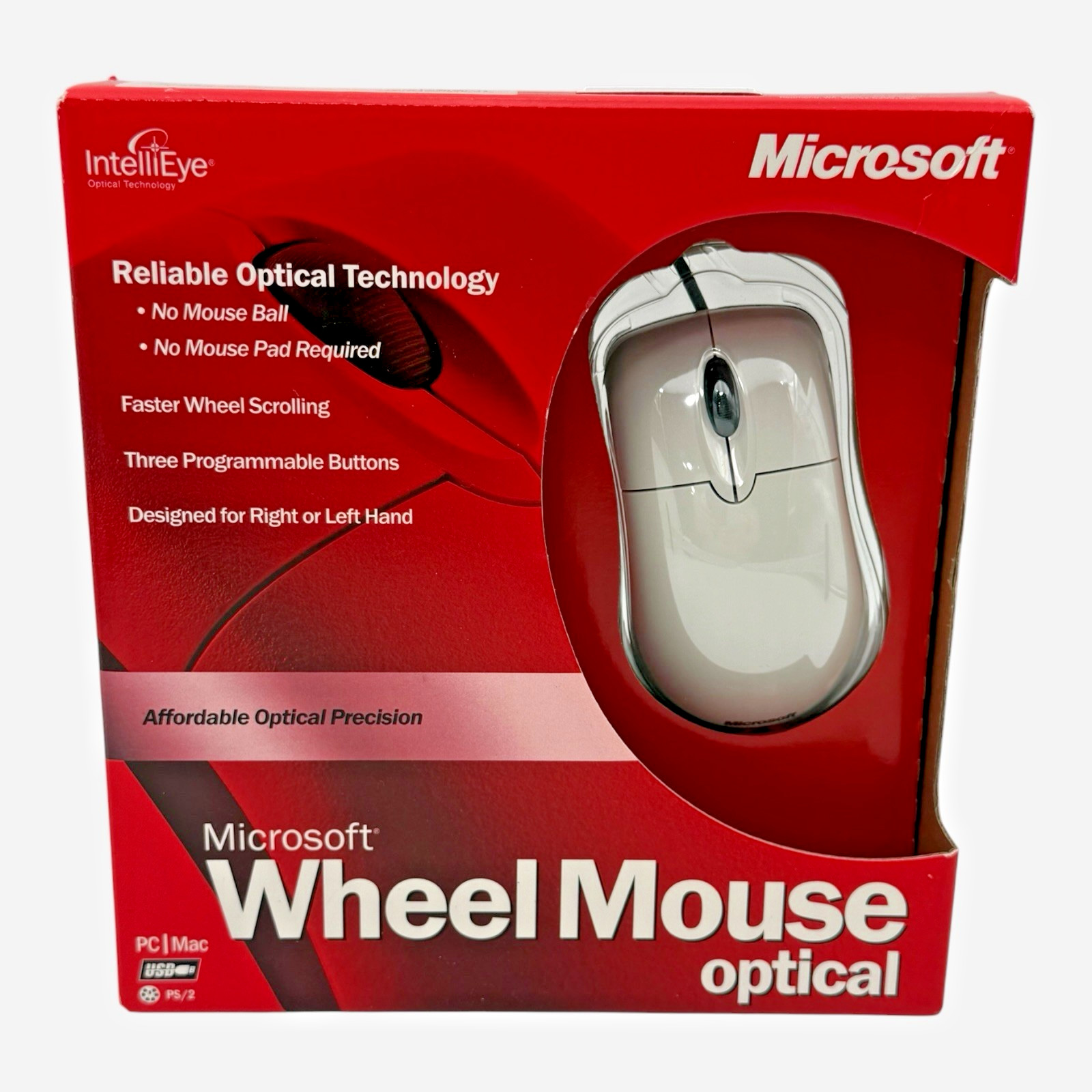 Microsoft Wheel Mouse Optical D66-00021 USB PS/2 Factory Sealed NOS Vintage