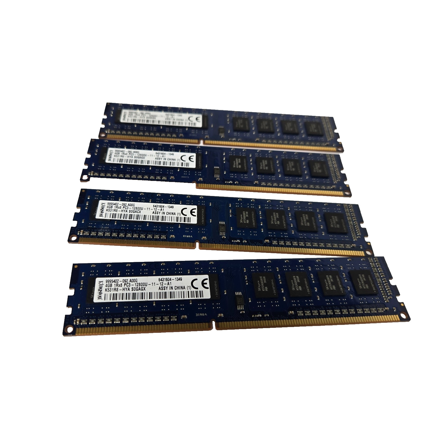 4X Kingston 4GB 1Rx8 DDR3 12800 Ram K531R8-HYA SDGACX